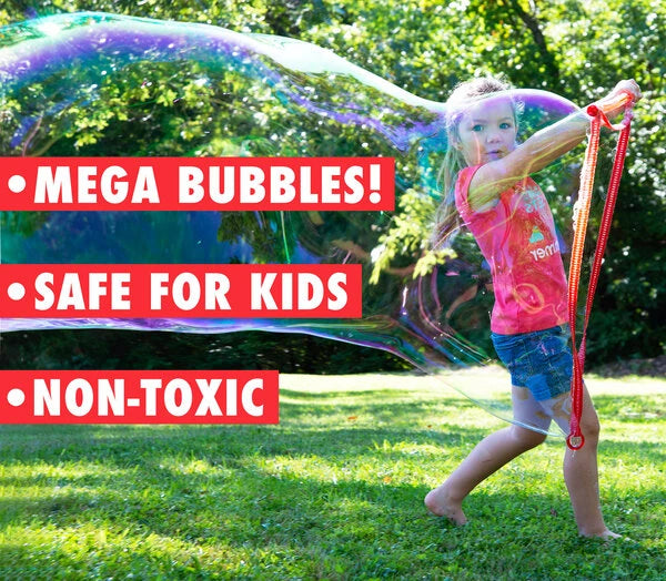 The Bubble Thing solution not only creates gigantic bubbles, but it's non-toxic and safe for kids.