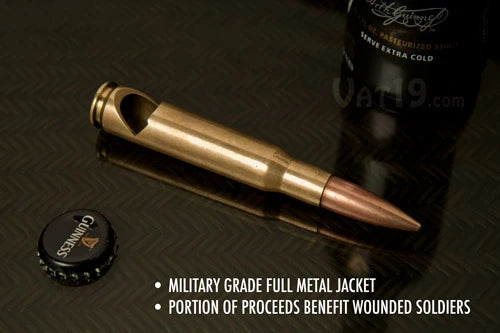 A portion of the proceeds of the .50 Caliber Bottle Opener goes toward wounded soldiers and their families.