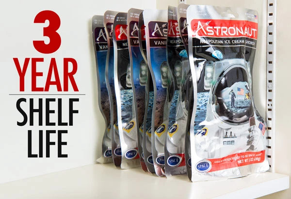 Astronaut Foods have a 3 year shelf life.