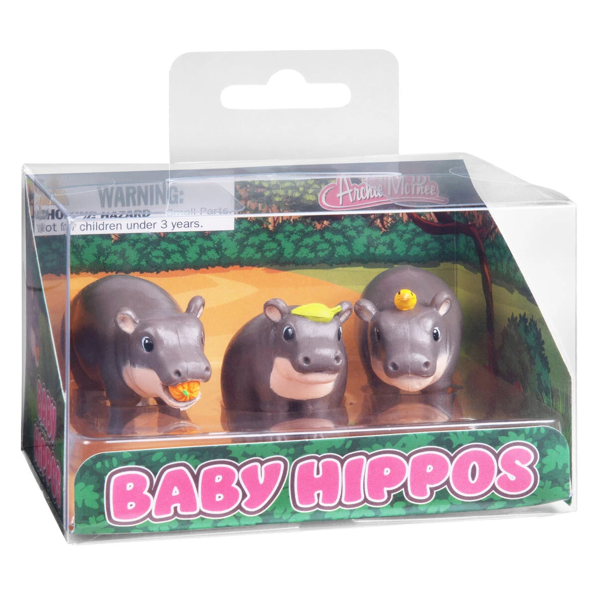 Each set includes the three adorable baby hippos pictured.