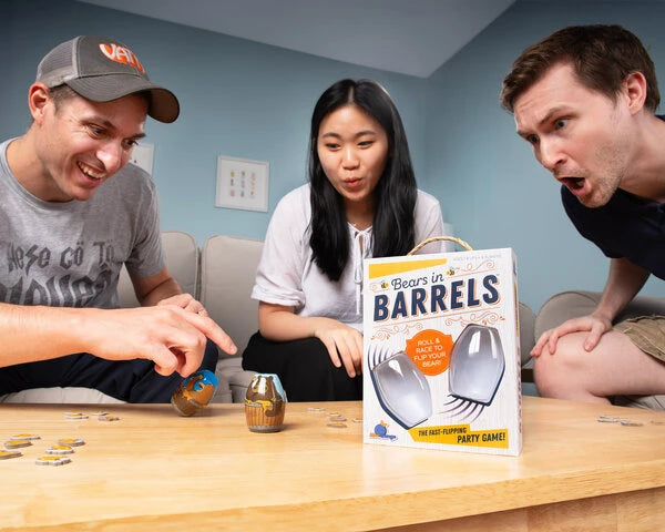 Challenge your friends and see if they can keep up in the rapid, bear-flipping party game of Bears in Barrels!