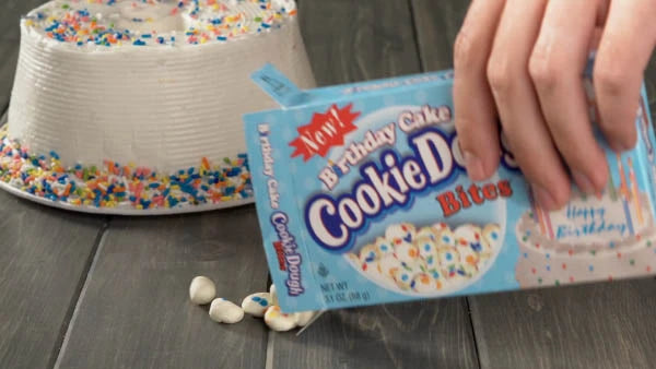 Not recommended: eating lit candles when you stuff yourself with Birthday Cake Cookie Dough Bites.