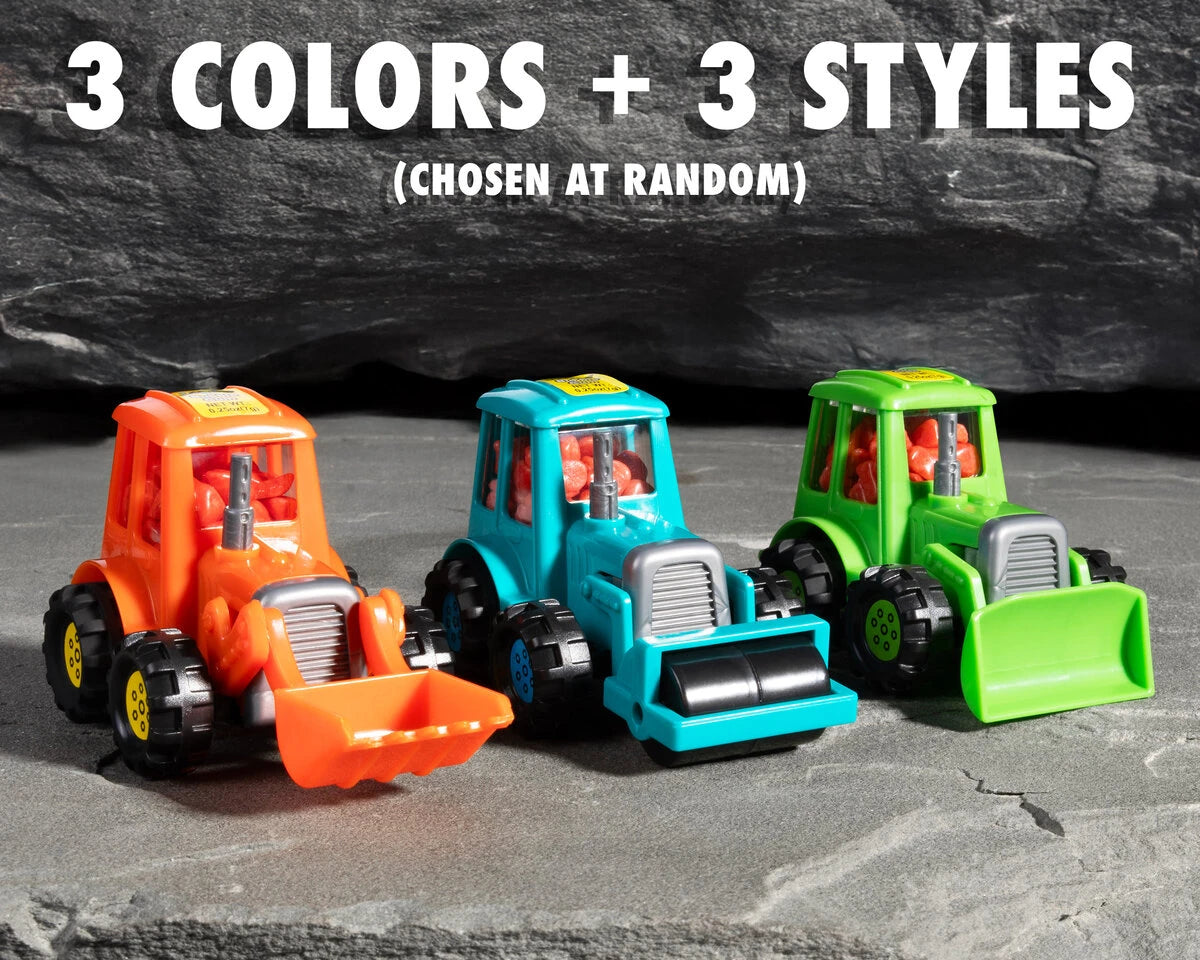 Because we receive this item in an assortment, we must sell them randomly. You'll receive one of: orange front loader, green or blue bulldozer, or green or blue roller.