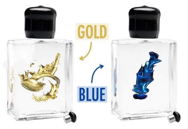 Colorful Ferrofluid is available in gold and blue.