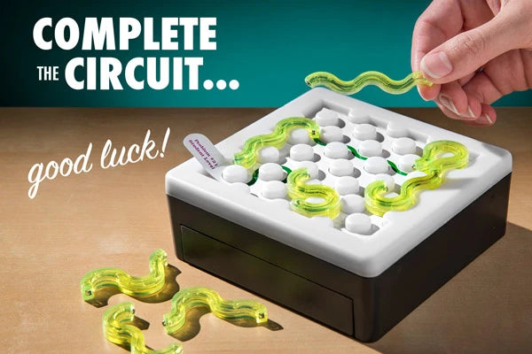 The goal of Cool Circuits is to arrange all eight pieces on the board to form a complete circuit.