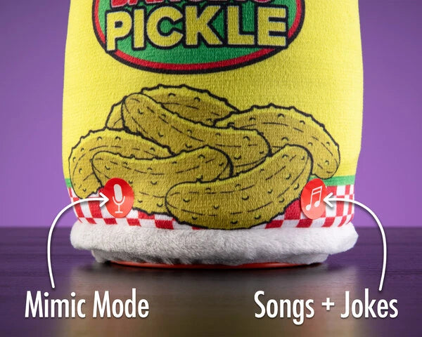 Your pickle animatronic can either single, dance, and tell you jokes, or it can mimic your own voice.