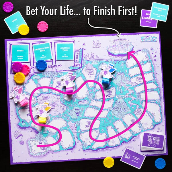 Bet correctly to move your game piece across Purgatory Island and be the first to reach Eternal Paradise.