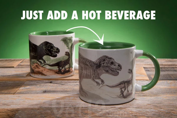 Simply add a hot drink to turn the dinos into fossils.