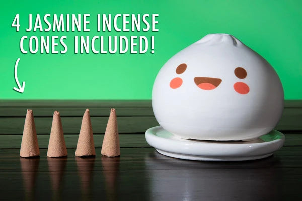 The ceramic bun comes with 4 jasmine-scented cones to "steam".