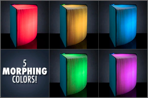 Each time you open it, the Folding Book Light illuminates with a different color!