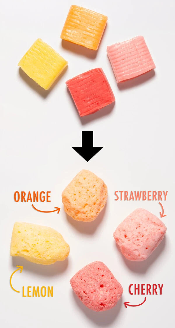 These freeze dried "Bursts" feature a blast of juicy flavor in each bite!