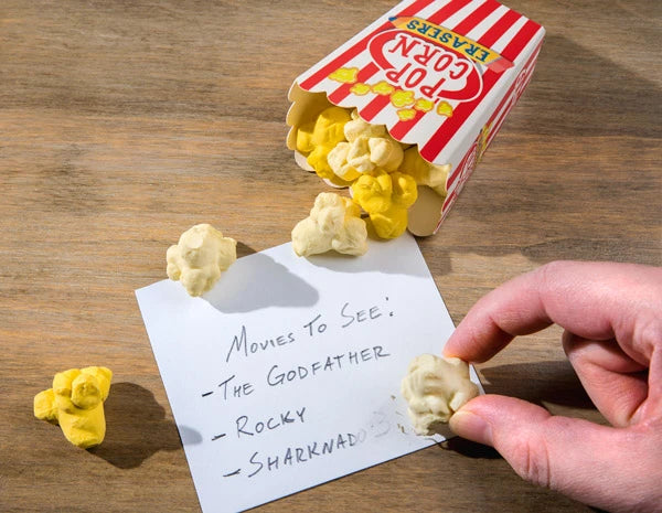 Popcorn-shaped erasers!