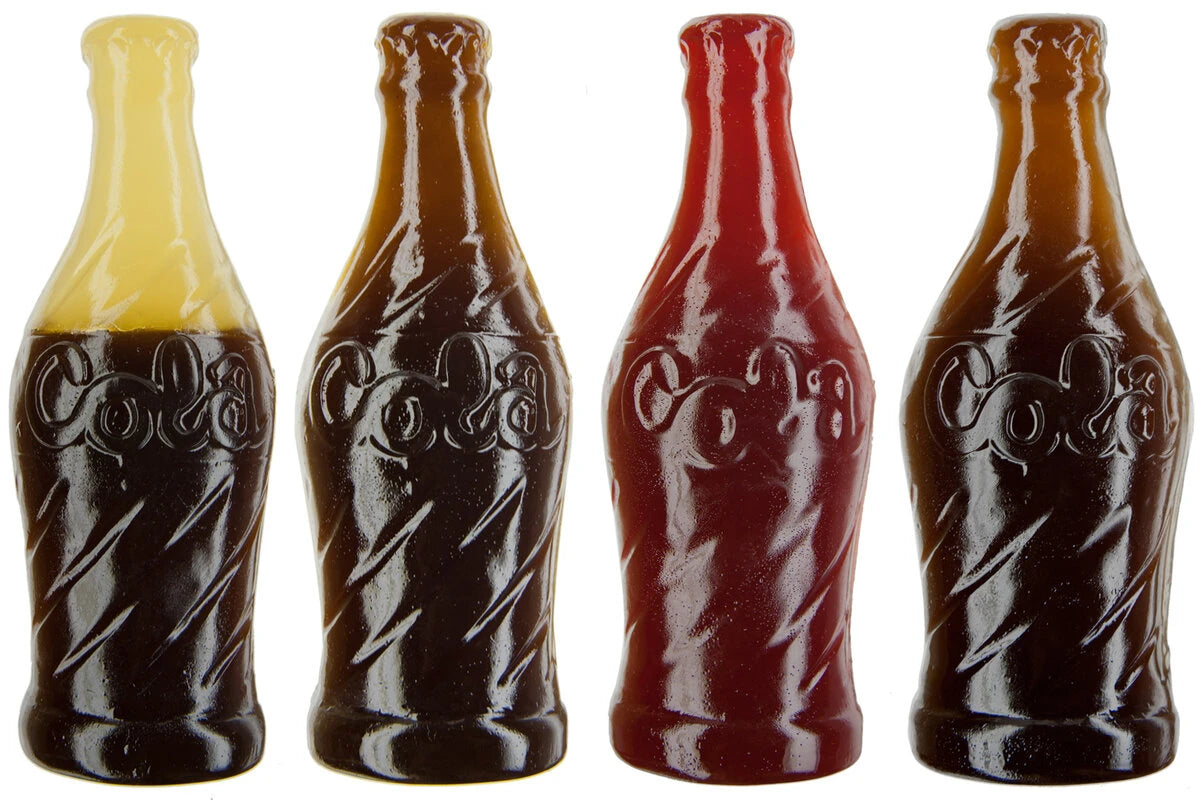The Giant Gummy Cola Bottle is currently available in four flavors: Vanilla Cola, Cola, Cherry Cola, and Root Beer.