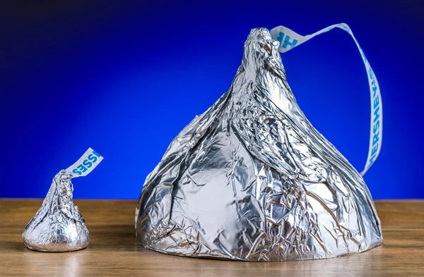 The Giant Hershey's Kiss is 45x bigger than a standard Kiss.