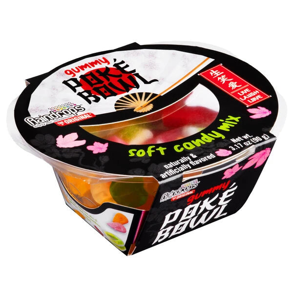 The packaging resembles a restaurant to-go Poke bowl.