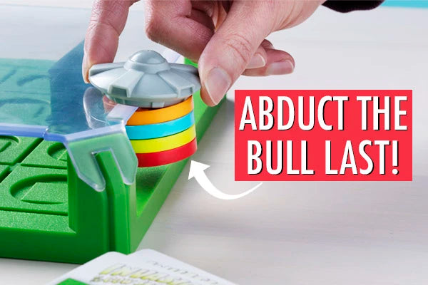 You must abduct "the bull" (the red piece) last in order to win.