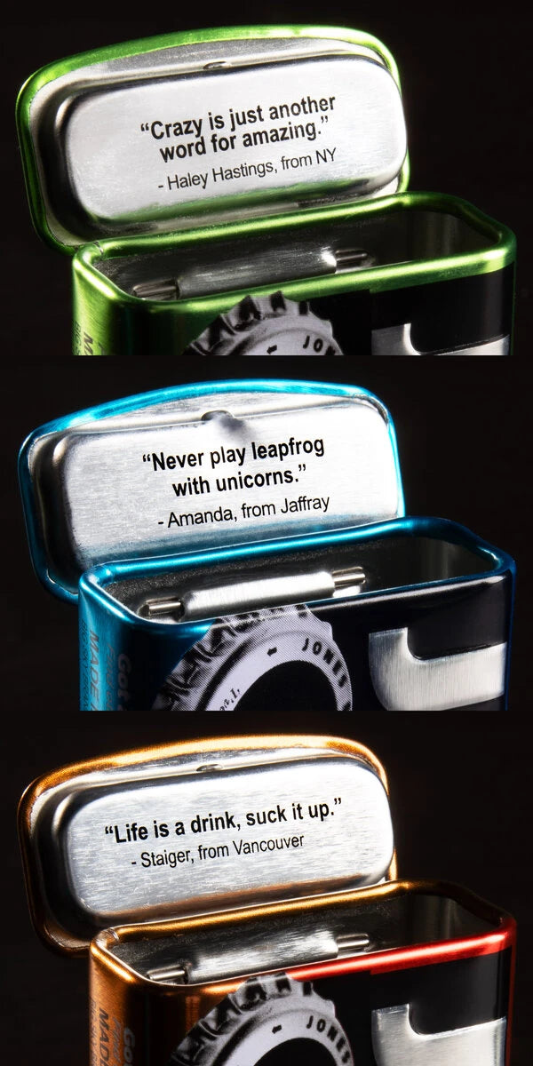 Each tin includes a fun message on the inside of the lid.