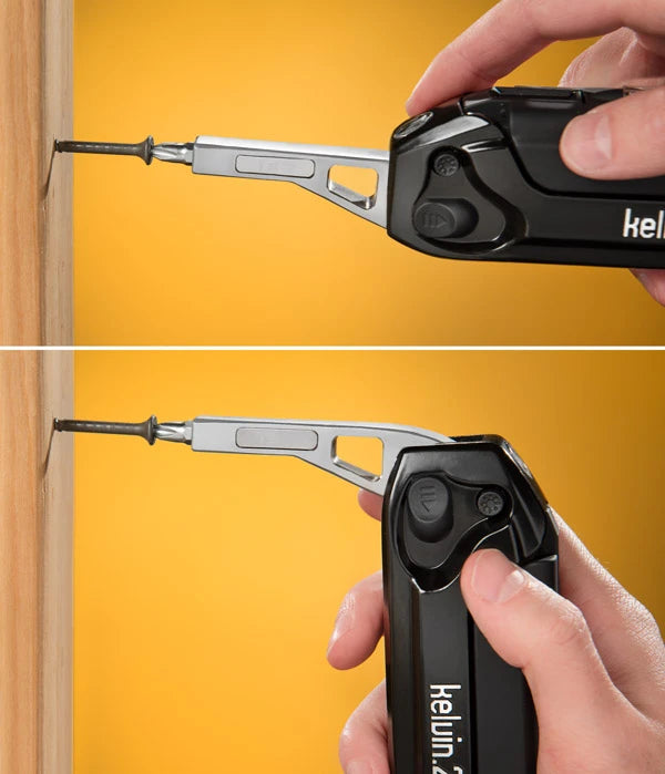 The Kelvin.23’s screwdriver pivots and locks into position at 90º and 180º.