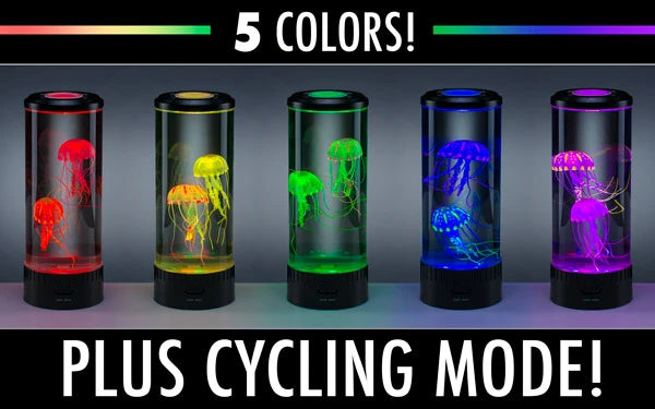 Jellyfish illuminated by six different color modes