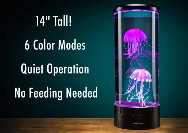 14" tall!; 6 color modes; Quiet operation; No feeding needed
