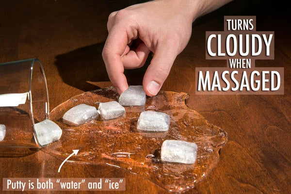 The crystal clear Liquid Glass Putty turns cloudy when sculpted.