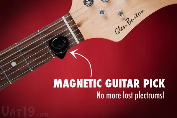 Store the MagnetaPick on nearly any metal surface. No more lost picks!