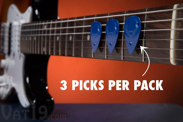 Each pack of MagnetaPicks includes three magnetic guitar picks.