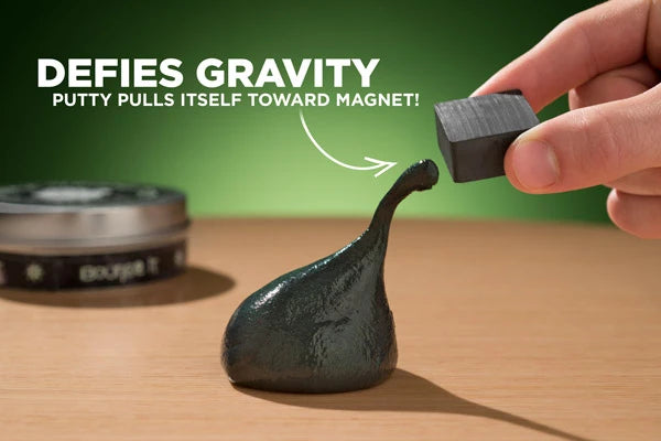 Use the included ceramic magnet to control tendrils of your Magnetic Thinking Putty like a snake charmer.