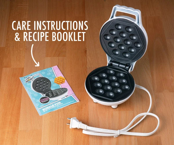 Includes: waffle maker, care instructions, and recipe booklet.