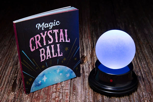 Your kit includes a mini glass crystal ball with a motion-activated light and sound base as well as a 48-page mini book.