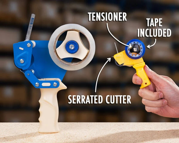 The Mini Tape Gun works just like a packing tape gun. It's simply smaller.