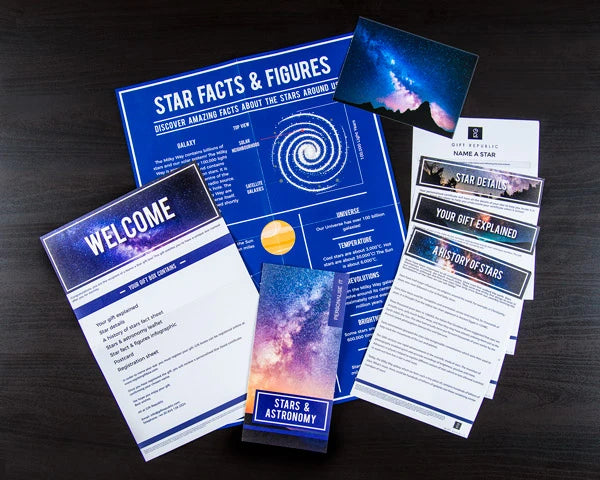 The Name a Star Gift Box includes everything needed to name a star after someone.