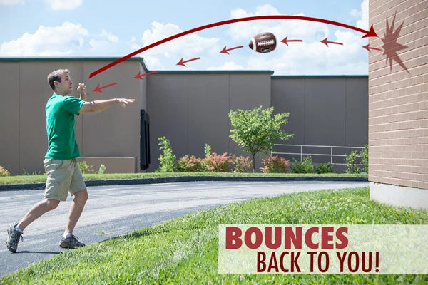 The nearly-flat bottom of the PassBack allows the football to bounce back to you.