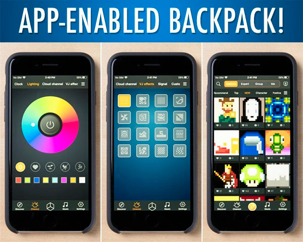 Control what the backpack shows with your phone.