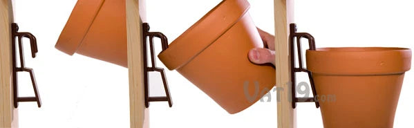 Insert your terra cotta pot at an angle, release, and presto! Your pot is now latched.