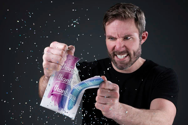 The card is booby-trapped with glitter!