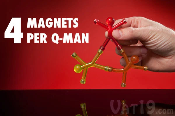 Q-Man features magnets on the ends of his arms and legs.
