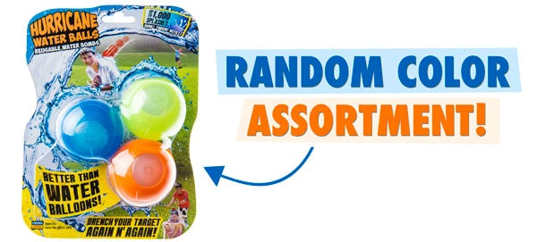 Reusable Water Bombs feature random colors.