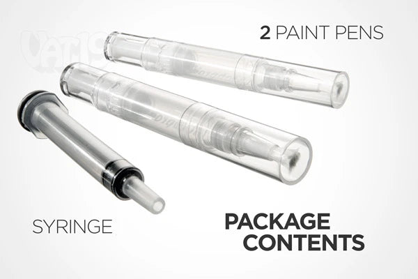 Paint Retouching Pens include two pens and one syringe.
