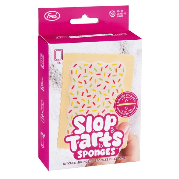 Includes 4 pastry-styled sponges that expand when wet.
