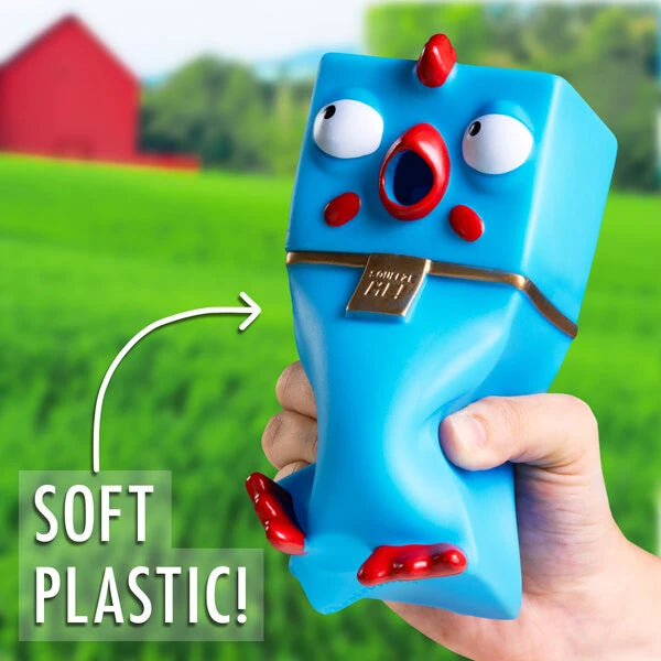 Soft, durable plastic ensures a lifetime of poultry pranks!