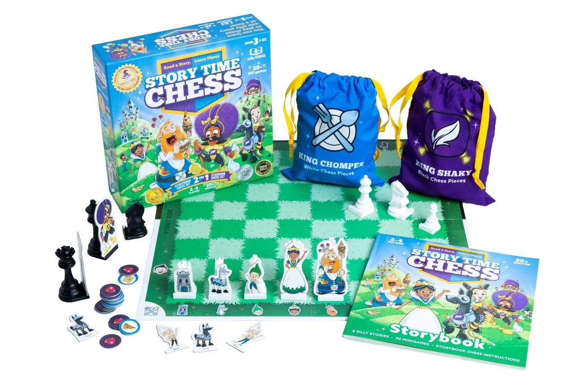 The engaging stories, unique mini-games, colorful board and vibrant custom pieces enable anyone to teach chess for beginners – no chess experience needed!