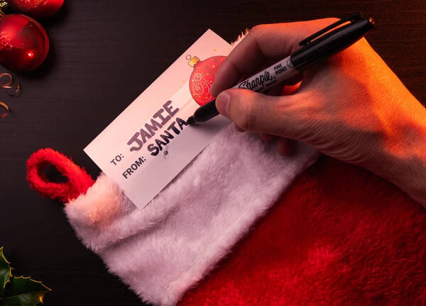 Personalize your Super Stuffed Stocking with the removable gift tag.
