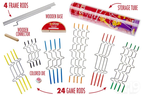 Roll the multi-colored die to determine which rod to play next.