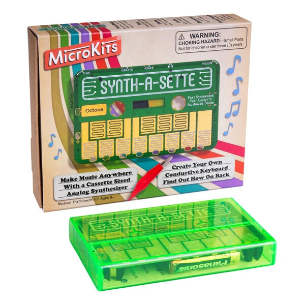 Includes: 1 printed circuit board, cassette case, 10 alligator clips, and 2 x AAA batteries.