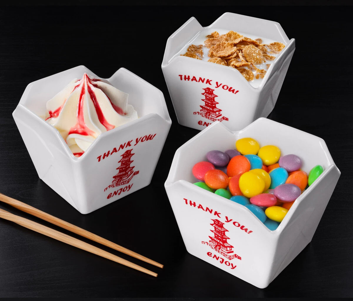 You can relocate any of your favorite foods—Chinese or otherwise—into this box-shaped bowl and enjoy your dumplings, cereal, ice cream, and more!
