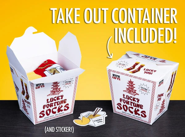 Your socks are packaged in a gift-ready faux food container which also contains a "thank you" sticker.
