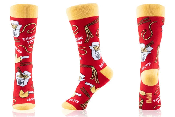These mouth-watering foot warmers are made with a cotton/polyester blend, one-size-fits-all, MSG-free, and come extra-spicy.