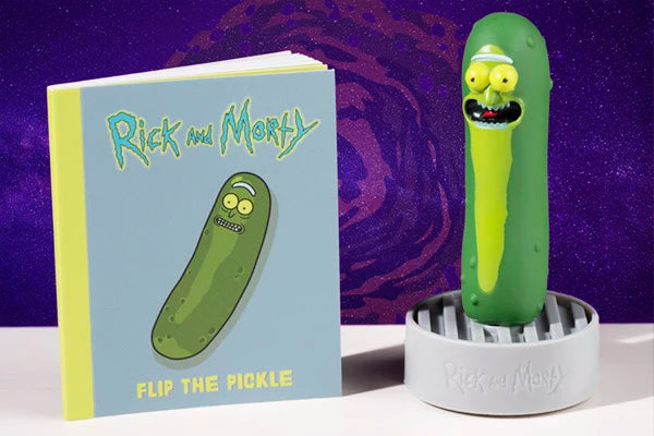 Includes the 3" squeezable Pickle Rick and a 48-page booklet complete with full-color illustrations.