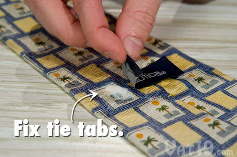 Tear Mender works on delicate fabrics, too. Use it to repair broken tie tabs.